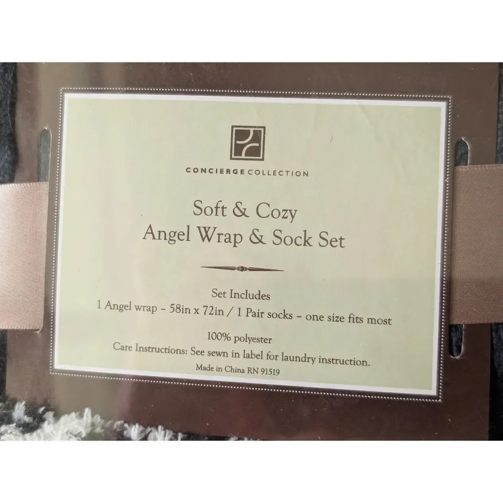 Concierge Collection Soft&Cozy Angel Wrap & Sock Set